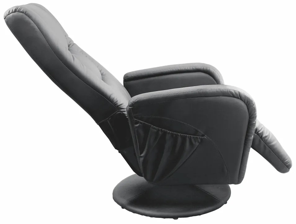 Fotoliu recliner cu functie de masaj Pulsar piele ecologica negru H106 cm