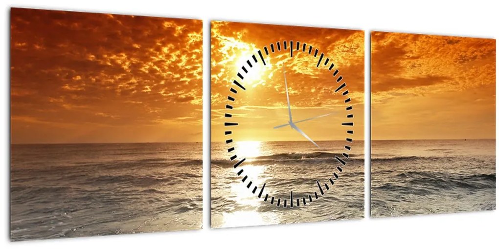 Tablou cu apus de soare din Corsica (cu ceas) (90x30 cm)