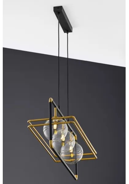 Lustră pe cablu Jupiter 2030 FIORI 3xG9/10W/230V negru/auriu/transparent