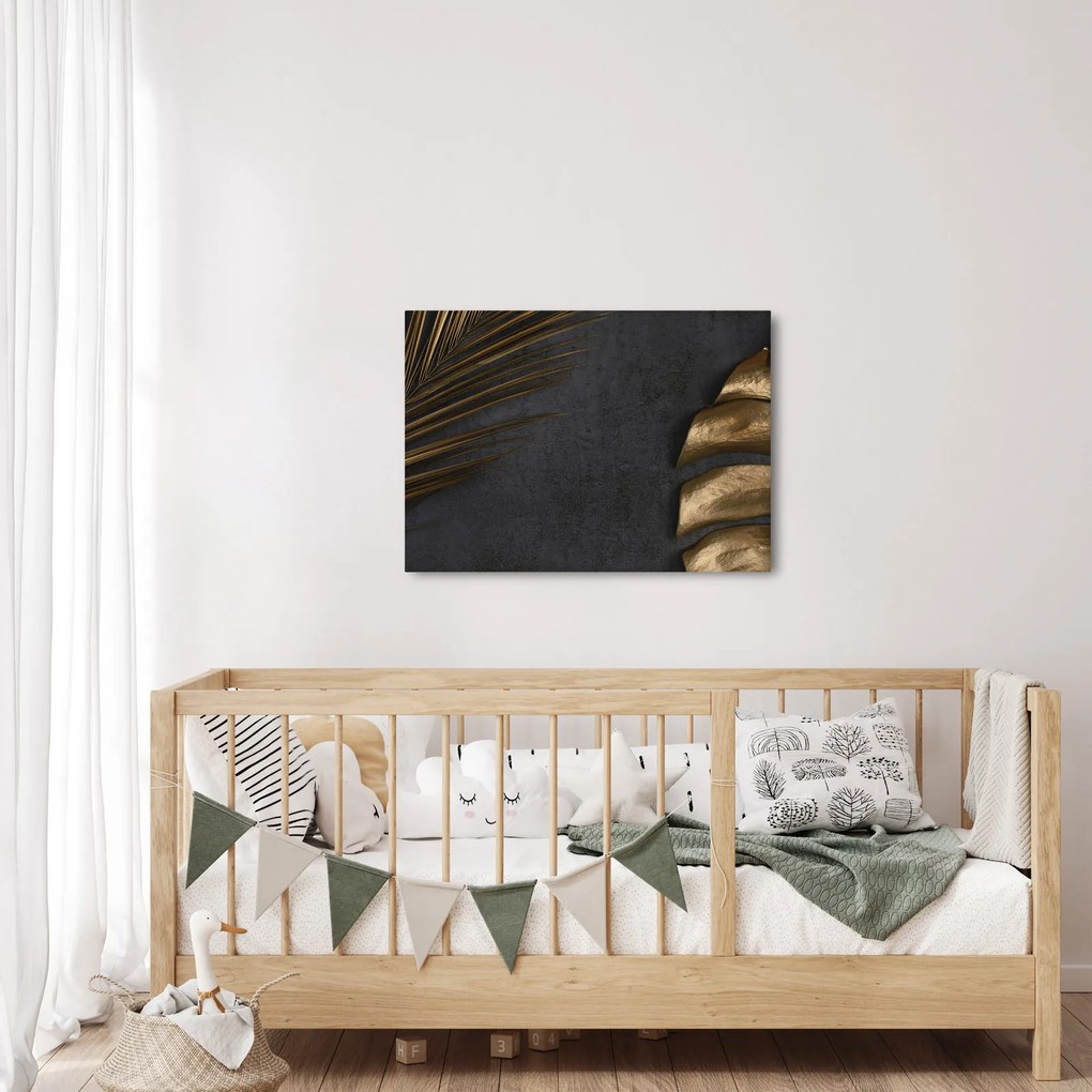Tablou cu frunze aurii (70x50 cm)