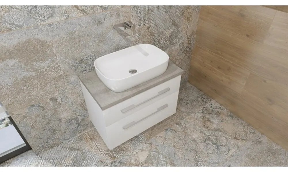 Lavoar pe blat Rune Knut dreptunghiular 60 cm alb lucios