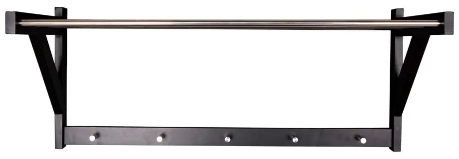 Cuier de perete negru din lemn de plop cu raft Padova - House Nordic