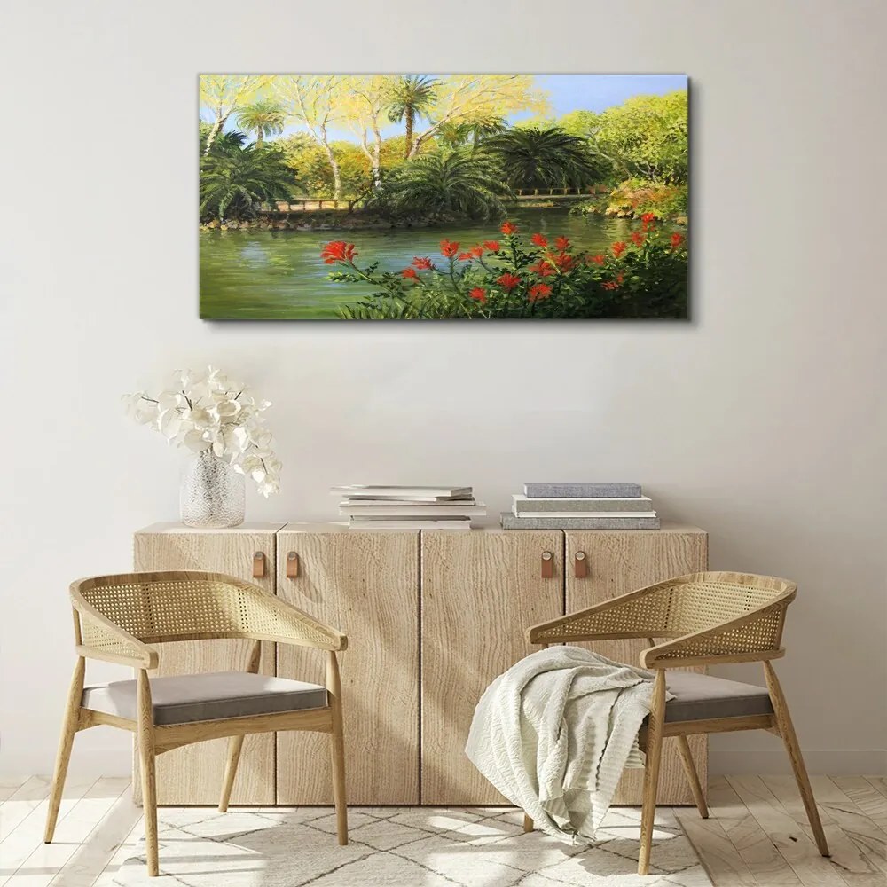 Tablou canvas Pod modern de pădure fluvială
