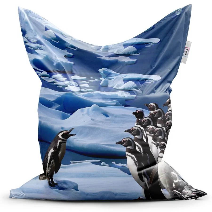 Sac de șezut Classic pinguini - pentru copii, albastru