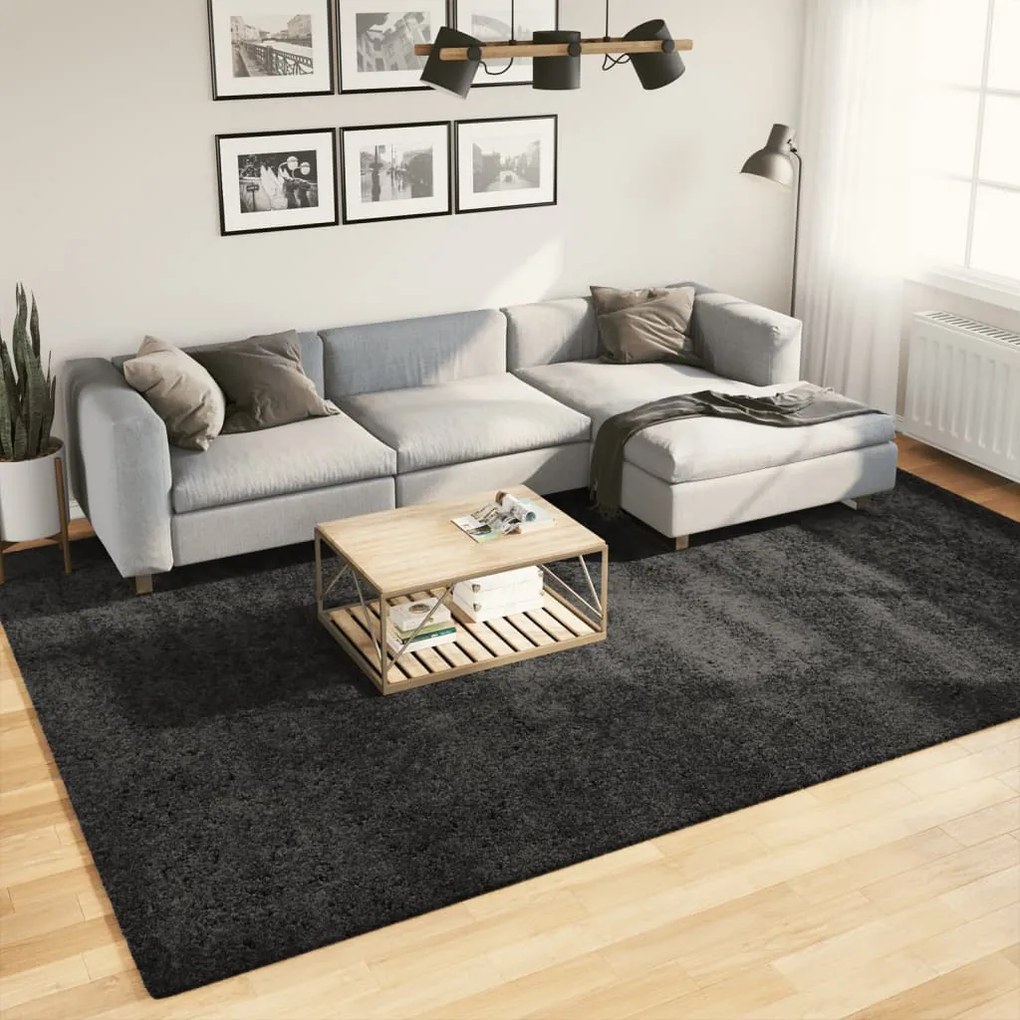 vidaXL Covor pufos &quot;PAMPLONA&quot; fire înalte antracit modern 240x340 cm
