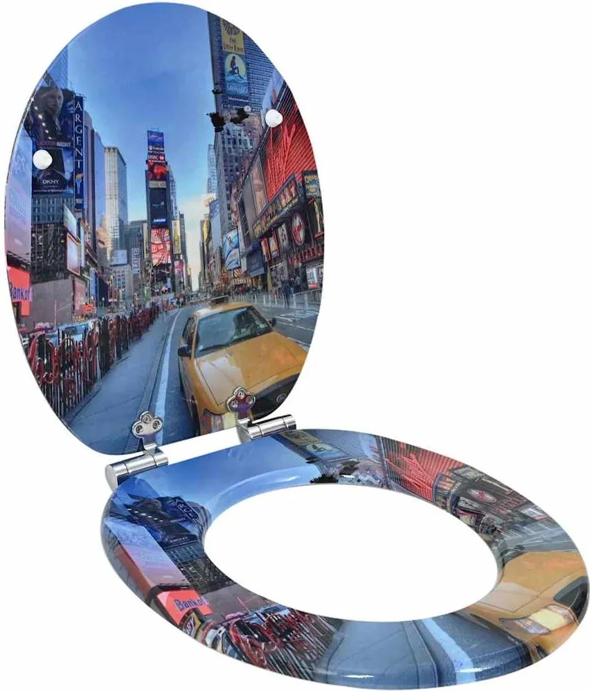 vidaXL Capac de toaletă cu închidere lentă Multicolour 44 x 38 cm