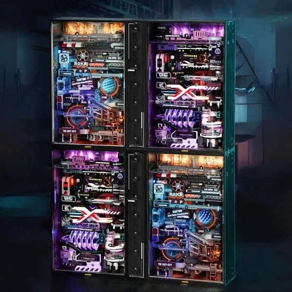 Puzzle mecanic 3D din pistă pentru bile de sticlă RoboTime Orașul trecutului