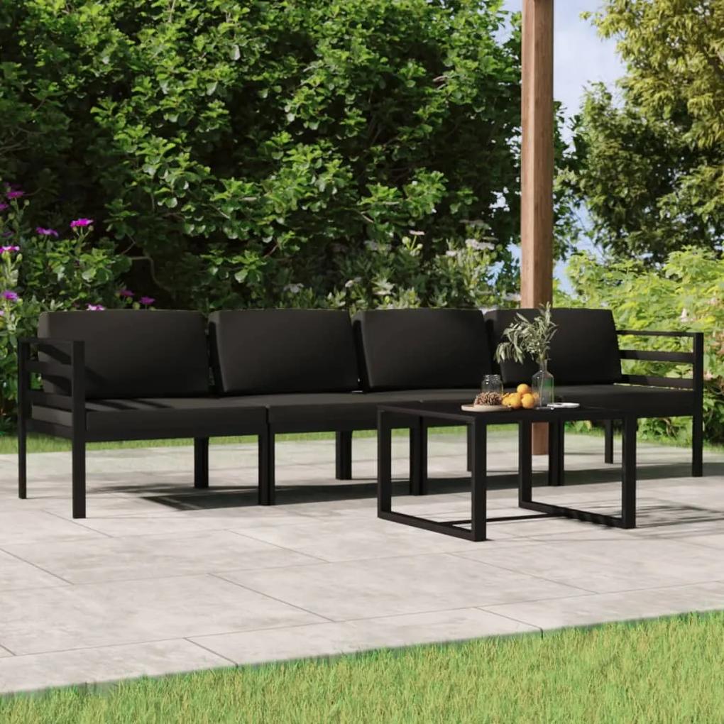 3107778 vidaXL Set mobilier de grădină cu perne, 5 piese, antracit, aluminiu
