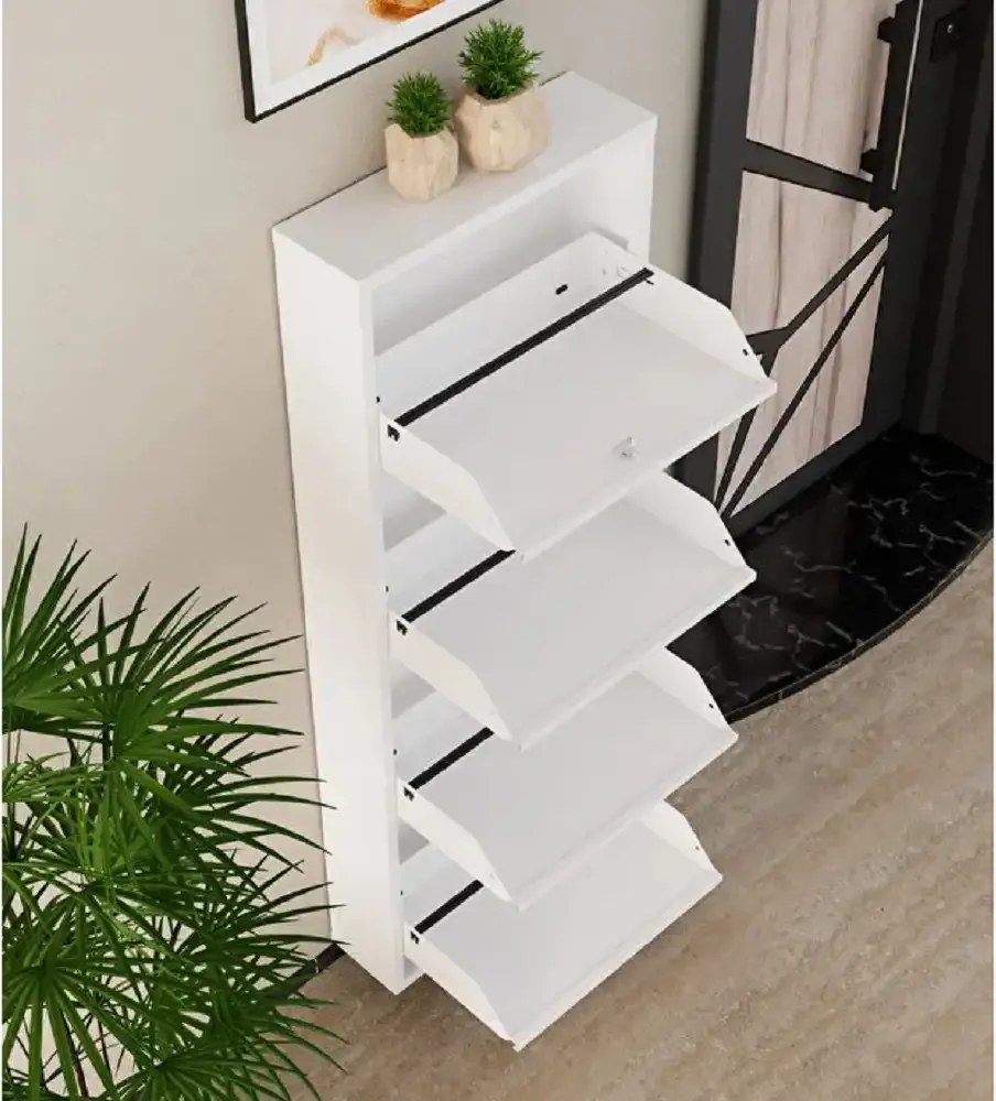 Pantofar 4 usi,din metal,culoare alb