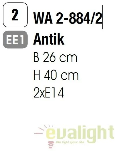 Aplica de perete design rustic Luca WA 2-884/2 Antik OR