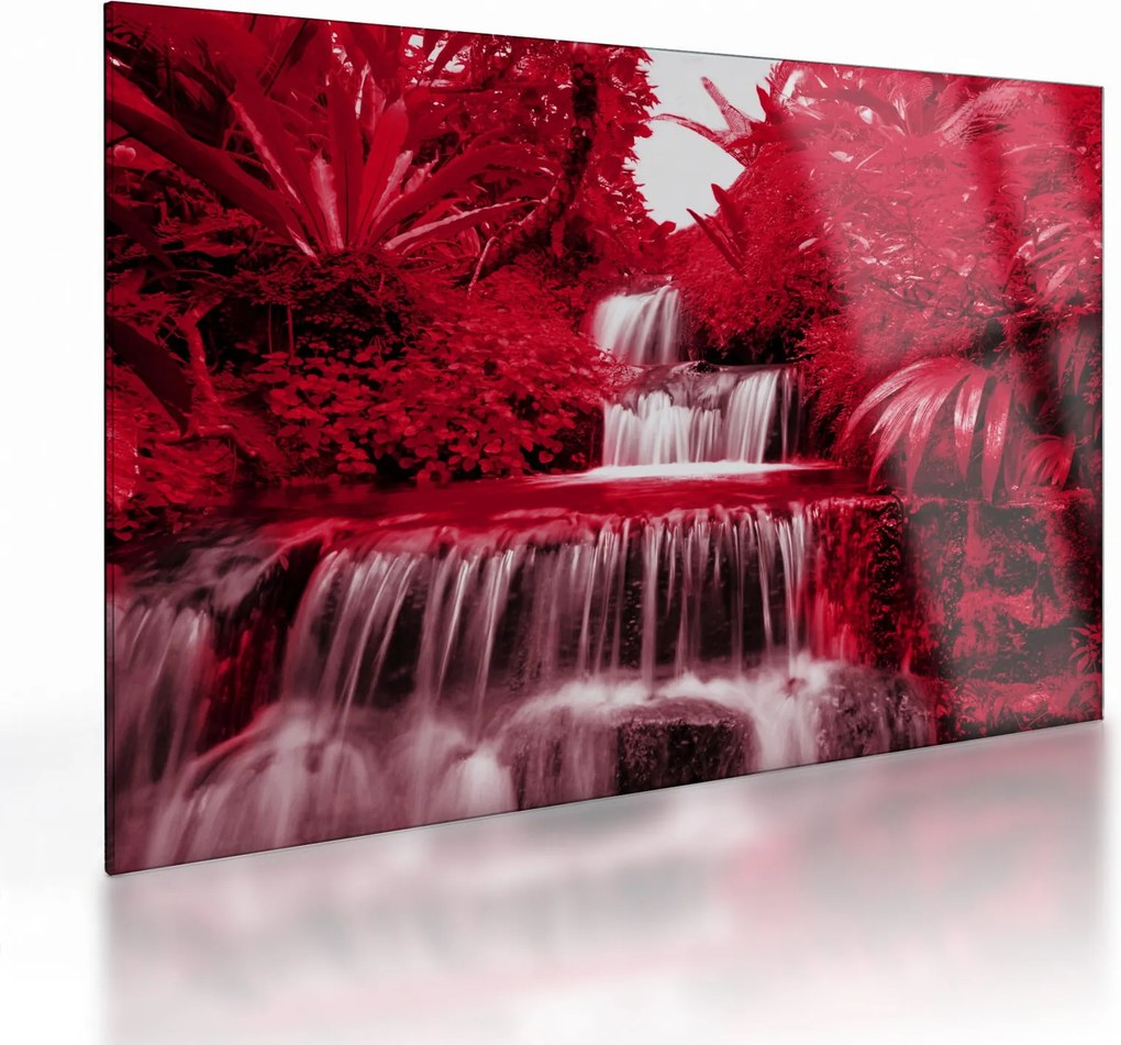 Tablou pe sticlă - Cascade indoneziene în roșu (70x50 cm)
