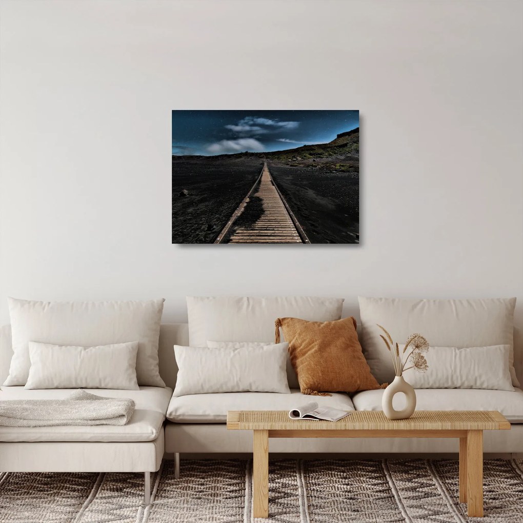 Tablou pe sticlă drumul de lemn în amurg (70x50 cm)