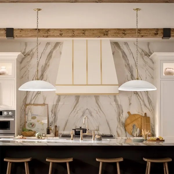 Lustră pe lanț Kichler KL-DELAROSA-P-WH DELAROSA 1xE27/60W/230V alb/alamă