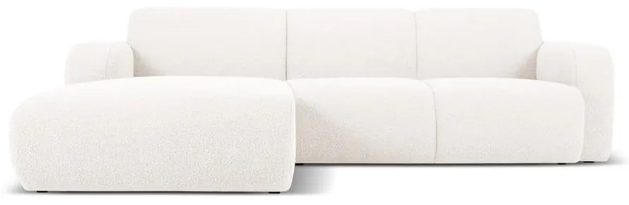 Colțar alb cu tapițerie din stofă bouclé (colț stânga) Molino – Micadoni Home