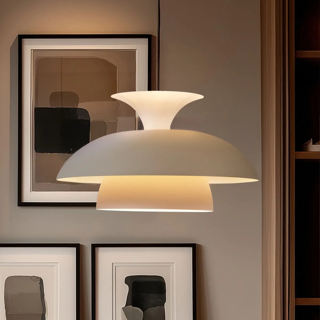 Lampa suspendată scandinavă bej cu interior alb - Titus
