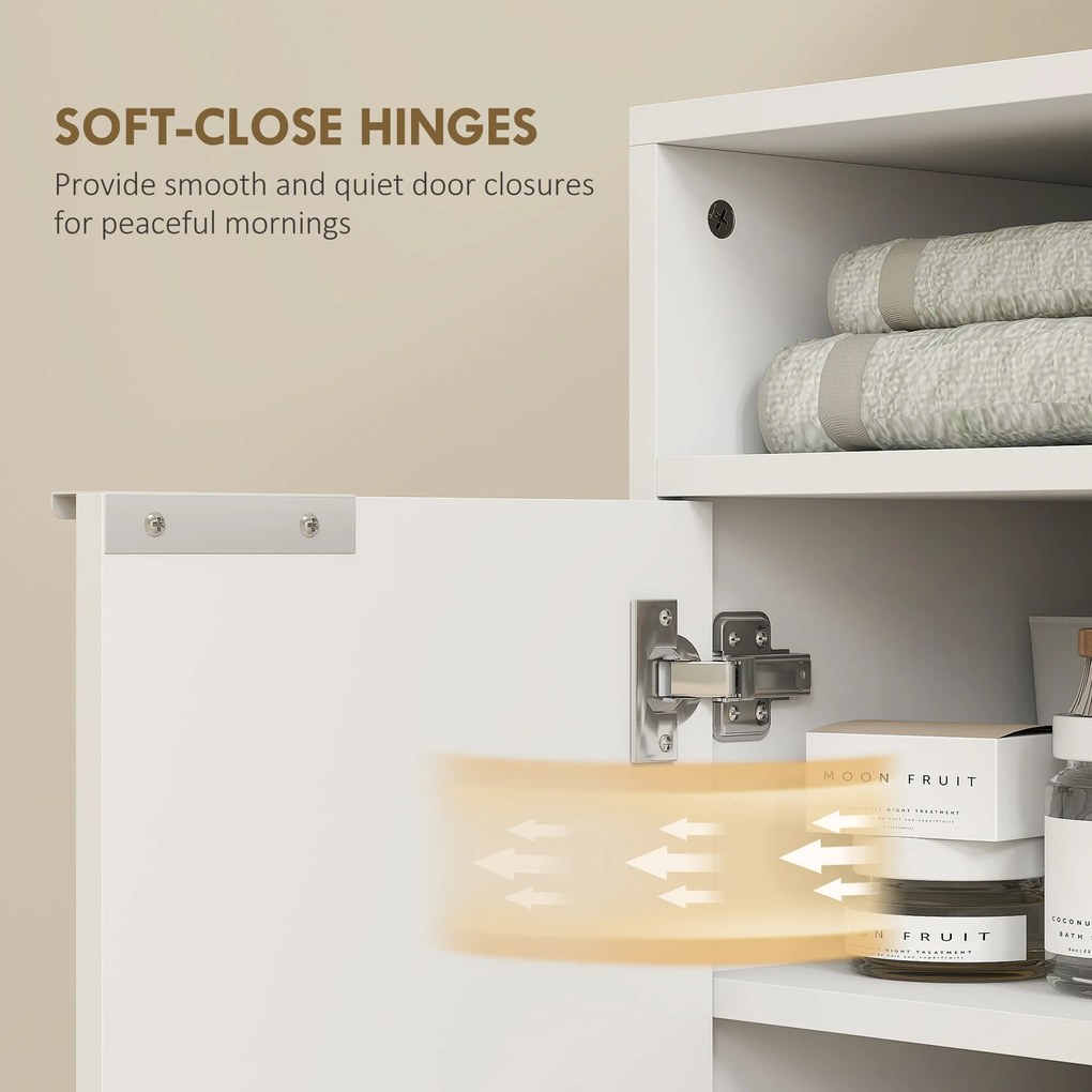 HOMCOM Dulap de Baie Sub Chiuvetă cu Raft Interior Ajustabil Alb | Aosom Romania