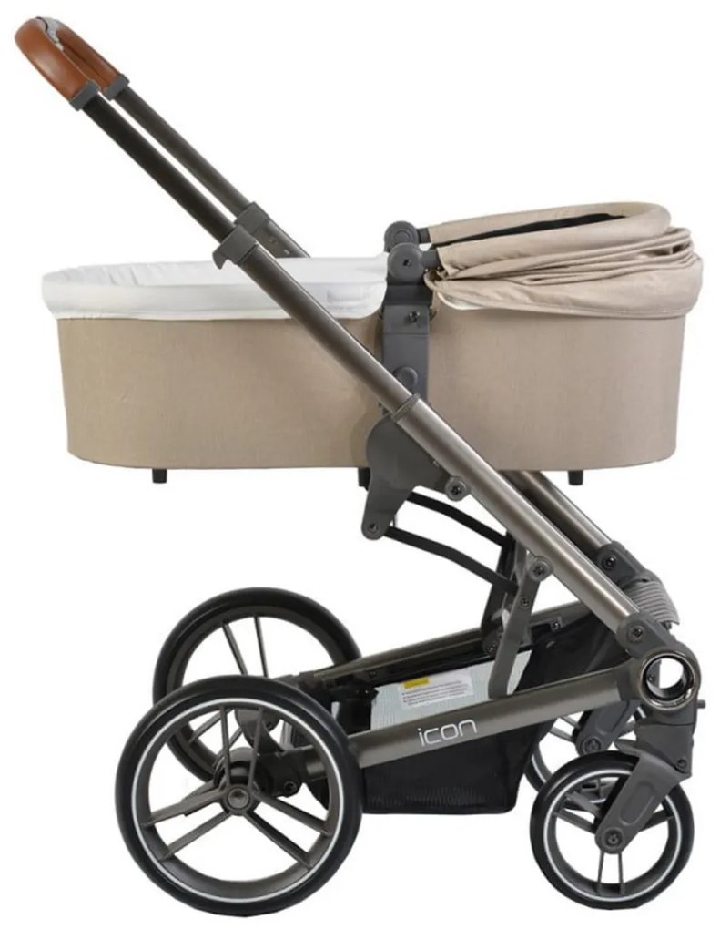 Carucior nou nascuti 3 in 1 NOVOKIDS™ Icon , Cadru Aluminiu, Maner piele, Roti din spuma PU, Geanta bebe, Landou, Scoica auto, Spatar reglabil 3