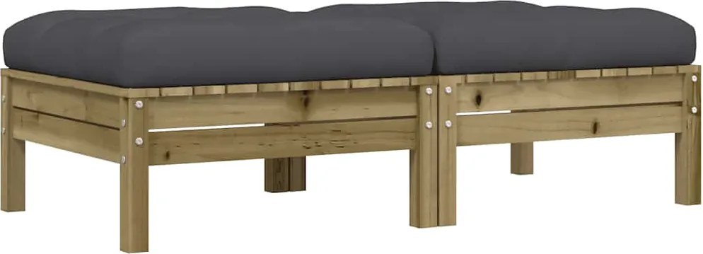 vidaXL Taburete de grădină cu perne, 2 buc., lemn de pin tratat