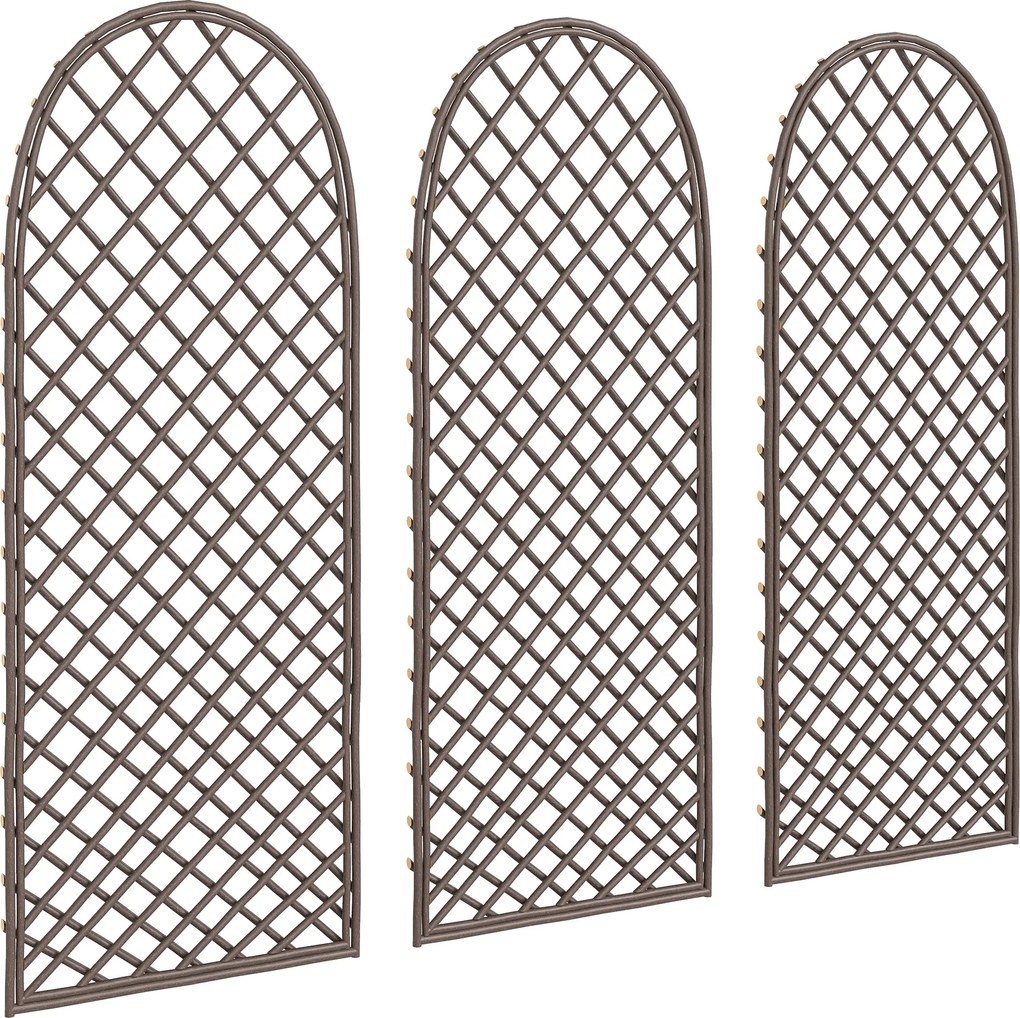Outsunny Set de 3 spalieri de grădină din nuiele împletite Panou Arc pentru Plante cățărătoare 43 x 2 x 112 cm, efect lemn natural | Aosom Romania