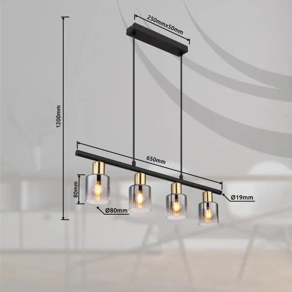 Lustră pe cablu Globo 54310-4H HOLLSY 4xE14/25W/230V