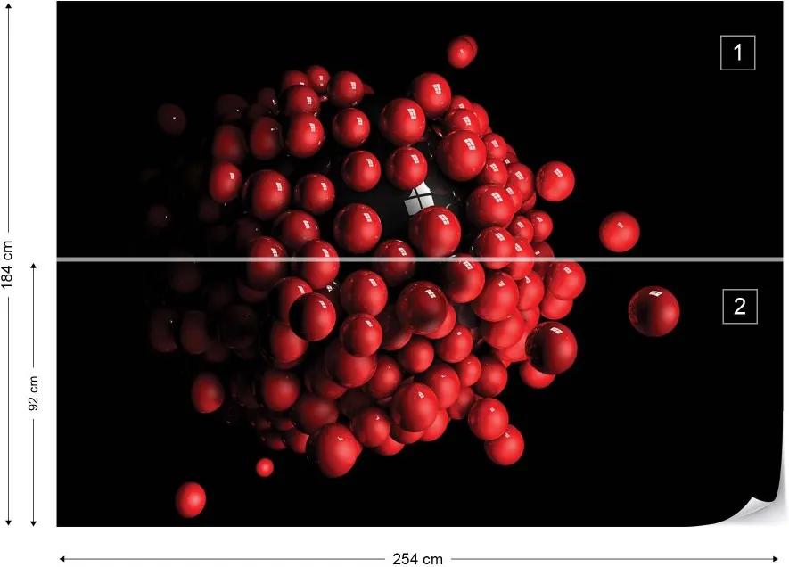 GLIX Fototapet - 3D Red Balls Vliesová tapeta  - 254x184 cm