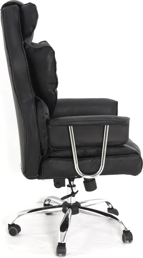 RESIGILAT- Scaun directorial cu spătar înalt și reglabil, piele ecologică, Negru