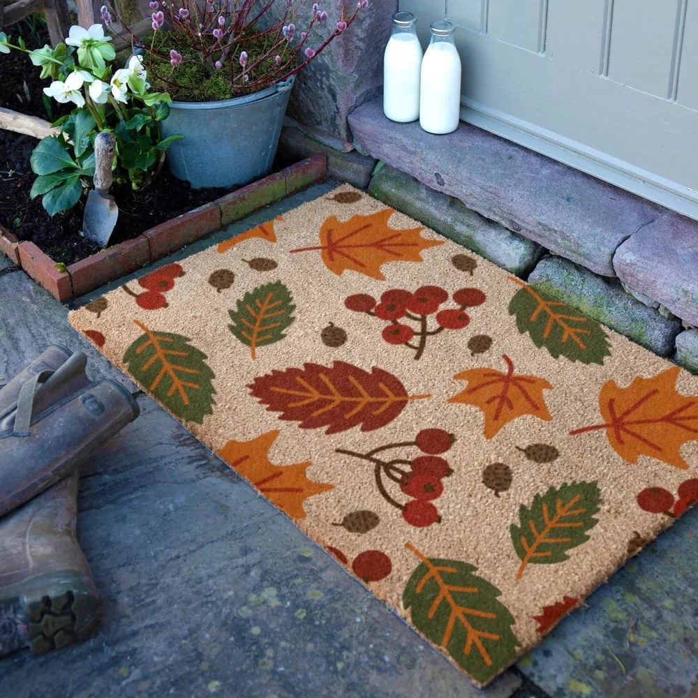 Covoraș de intrare din fibre de nucă de cocos 60x90 cm Autumn Leaves – Artsy Doormats