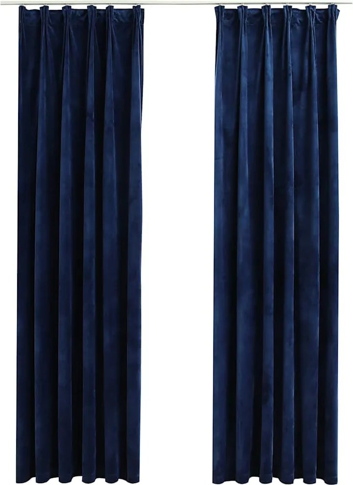 vidaXL Draperii opace 2 buc. albastru închis 140x245cm catifea cârlige