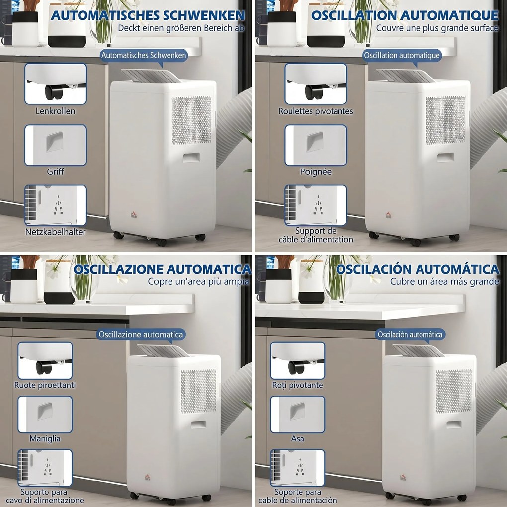 HOMCOM Aparat portabil de aer condiţionat, dezumidificator, ventilator | Aosom Romania