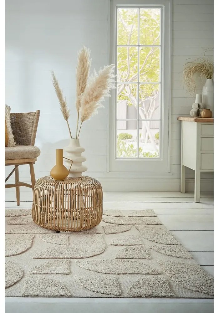 Covor crem țesut manual din bumbac 80x150 cm Ada Arch Geo – Flair Rugs