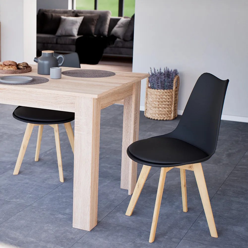 Scaun de sufragerie Silla 6 buc în negru