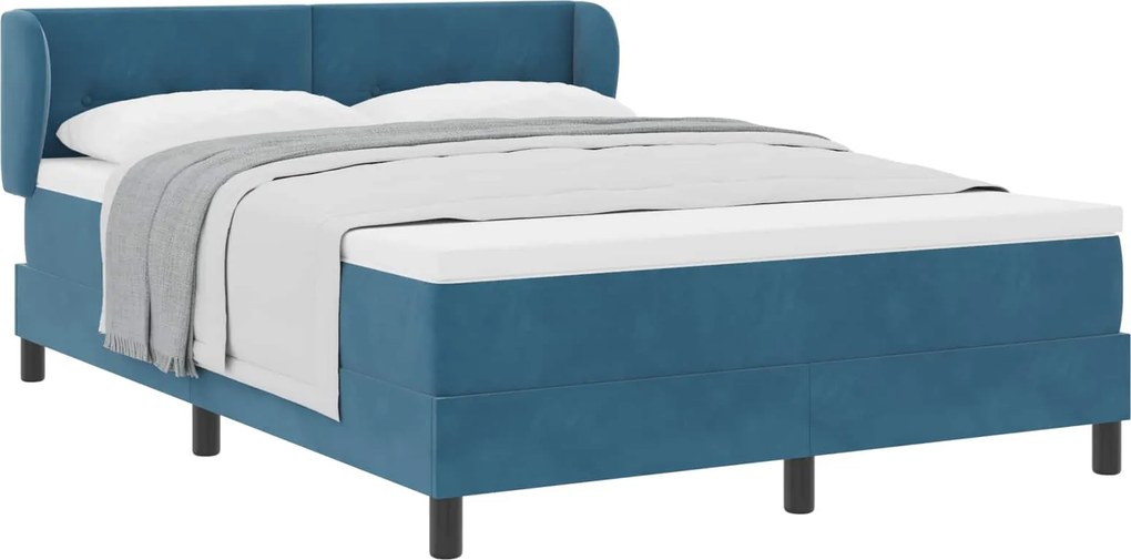 vidaXL Pat cu arcuri cu saltea Albastru închis 160 x 200 cm Catifea