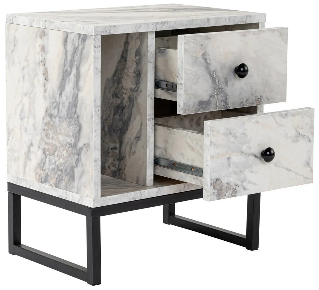 Măsuță de noptieră Glimmer Fressia Marble Black