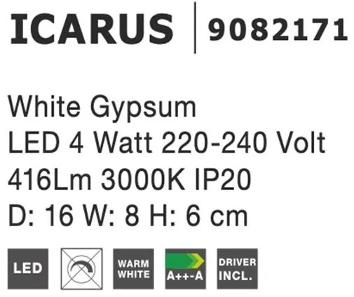 Aplica de perete LED cu iluminat ambiental gips alb ICARUS