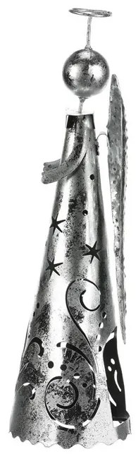 Decorație metalică de Crăciun Înger pentrulumânare de ceai, argintiu