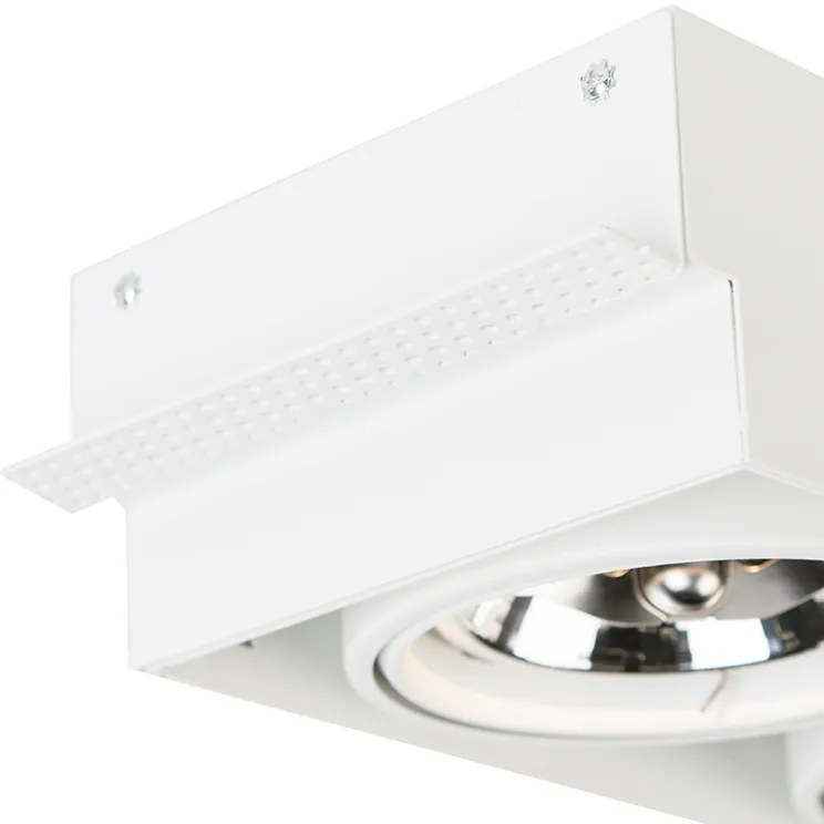Spot încastrat alb, înclinabil și rotativ G53 AR111 fără ramă cu 2 lumini - Oneon