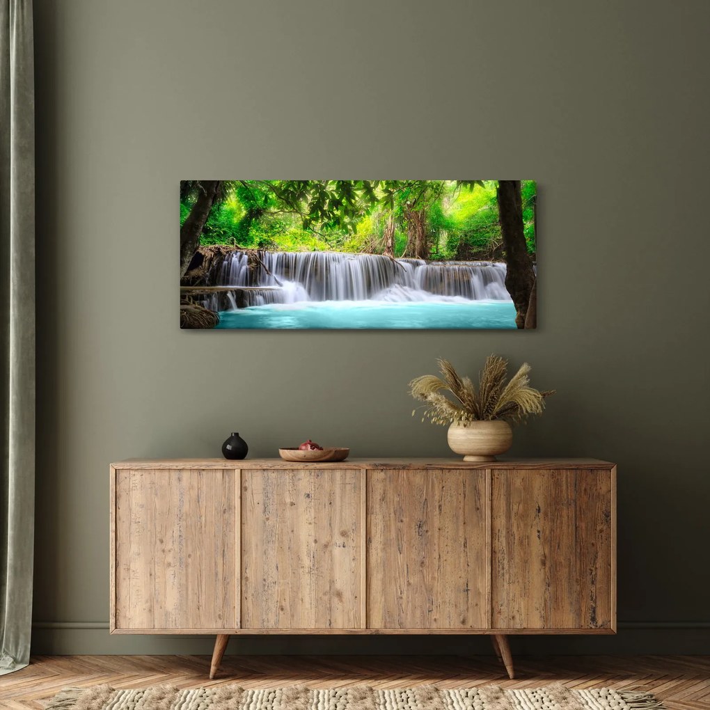 Tablou - Cascadă, turcoaz (120x50 cm)
