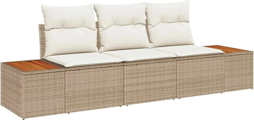vidaXL Set de canapele pentru grădină 3 pcs bej și crem Rattan poli