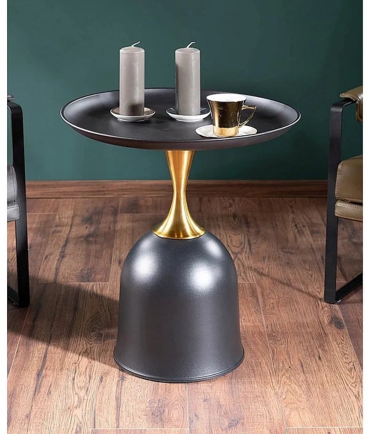 Masa de cafea Libra negru/auriu - d51 x h61 cm