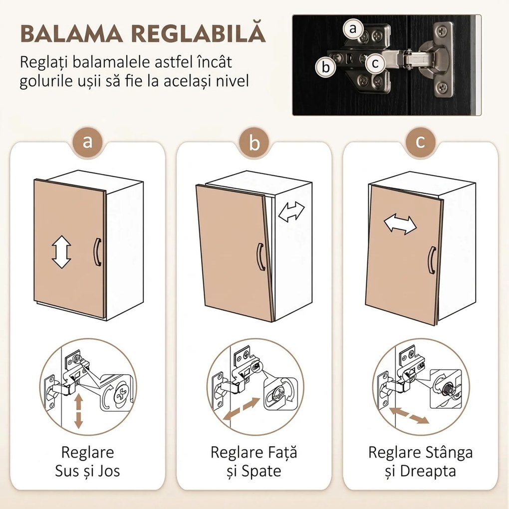 HOMCOM Dulap de bucătărie Slim cu 5 rafturi și spațiu interior reglabil, din lemn, 40x35x180 cm, negru | Aosom Romania