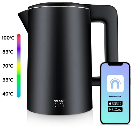 Fierbător inteligent de apă cu termoreglare Niceboy ION SmartKettle 1,7 l 2200W/230V negru