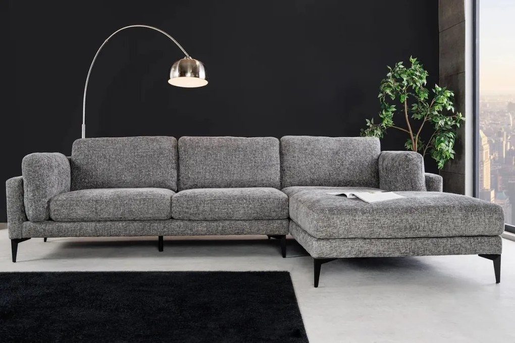 Coltar cu sezlong dreapta, Tesatura Structurata Chenille Gri, MANHATTAN 295cm