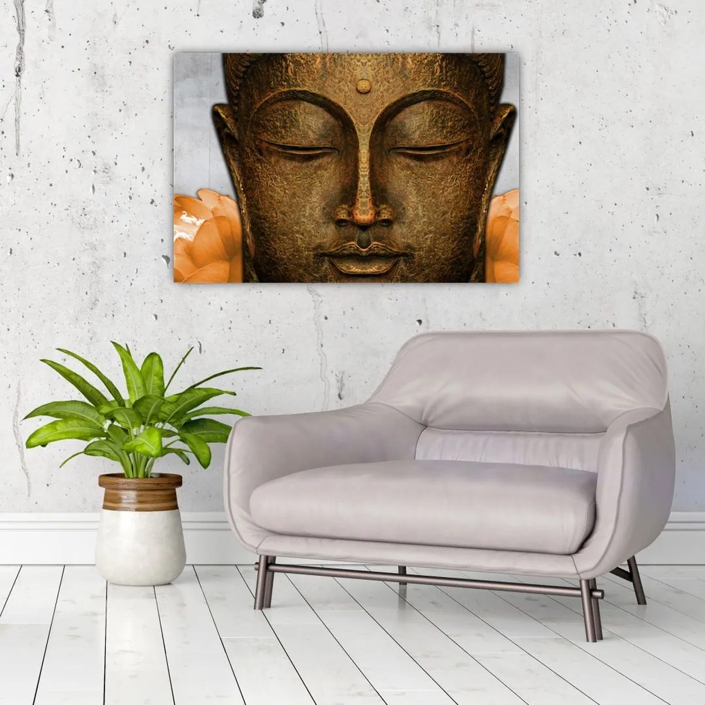 Tablou cu statuie cu detaliu a feței (90x60 cm)