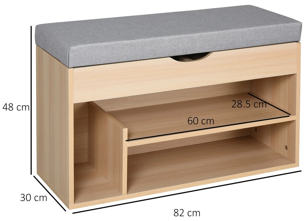 HomCom banca din lemn pentru pantofi, 80x30x48cm | Aosom Ro