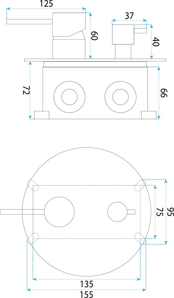 Set de dus incastrat Rea Lungo Diamond Chrome + BOX