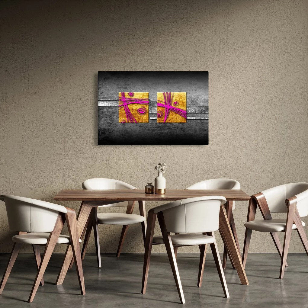 Tablou - Pătratr colorate pe fond negru (90x60 cm)