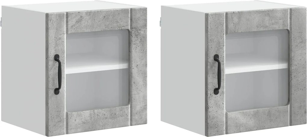 vidaXL Dulap de bucătărie Lucca 2 pcs Gri din beton 40 x 31 x 40 cm