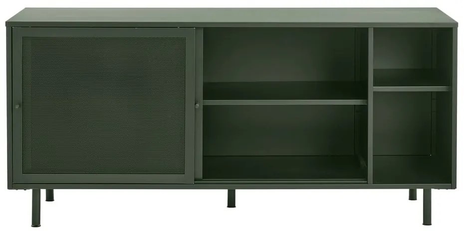 Comodă verde-închis joasă din metal cu ușă glisantă 160x75 cm Veep – Unique Furniture