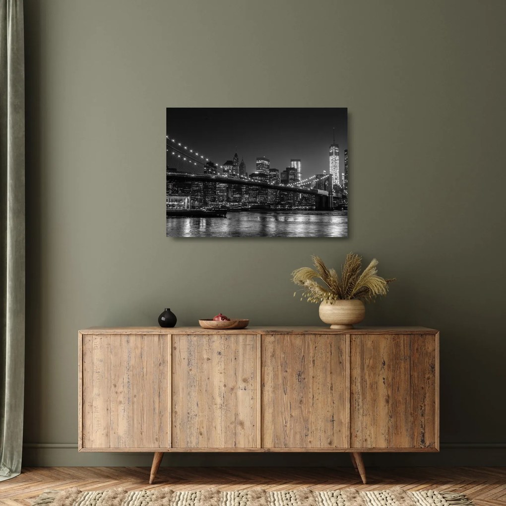 Tablou pe sticlă cu podul Brooklin în New York (70x50 cm)