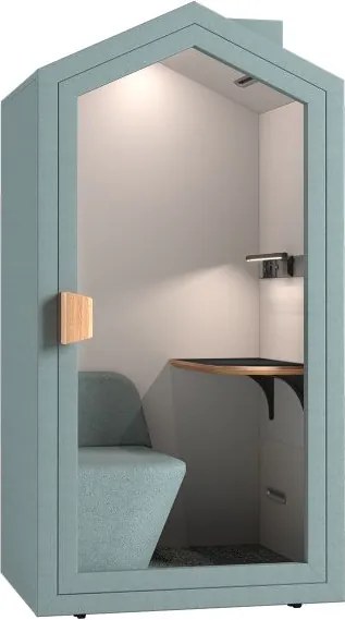 Office phone booth cu fotoliu integrat, ventilație și masă - Ash